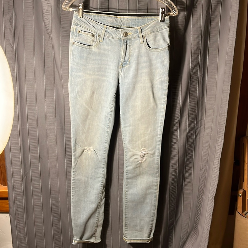 Old Navy Rockstar Denim Jeans, Light Blue, Distressed, Size 4 Women